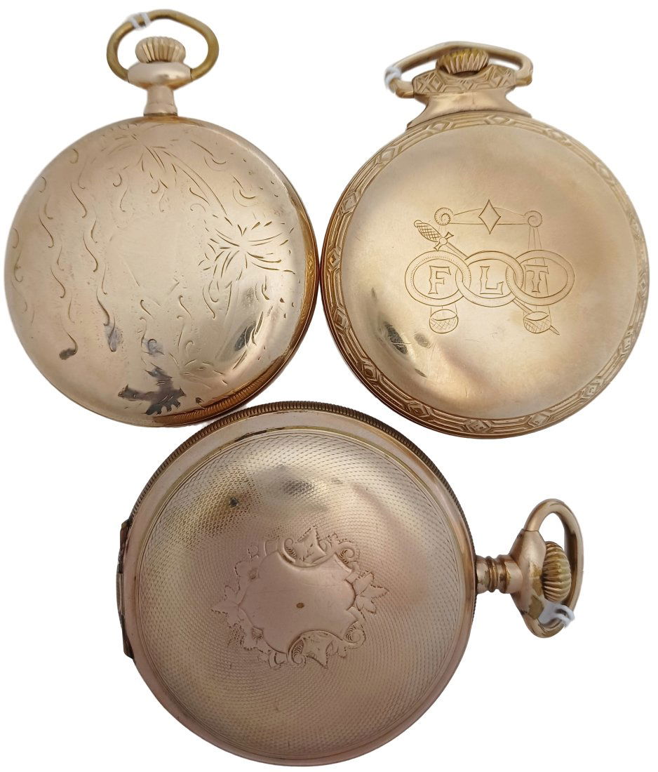 Lot Of 3 Mens Antique South Bend Watch Co Fancy Hunter & Studebaker Openface Running Pocket Watches (1 of 4)