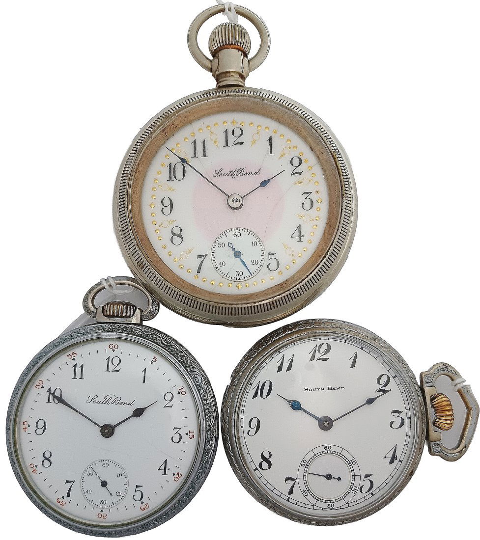 Lot Of 3 South Bend Watch Co Antique Mens Early 1900s Openface Running Pocket Watches (1 of 4)