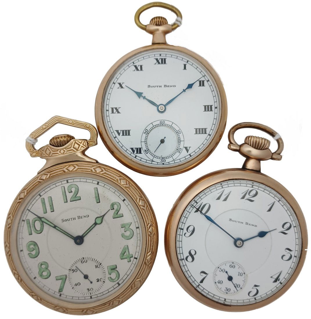 Lot Of 3 South Bend Watch Co Antique High Grade Running Openface Mens Pocket Watches (1 of 5)
