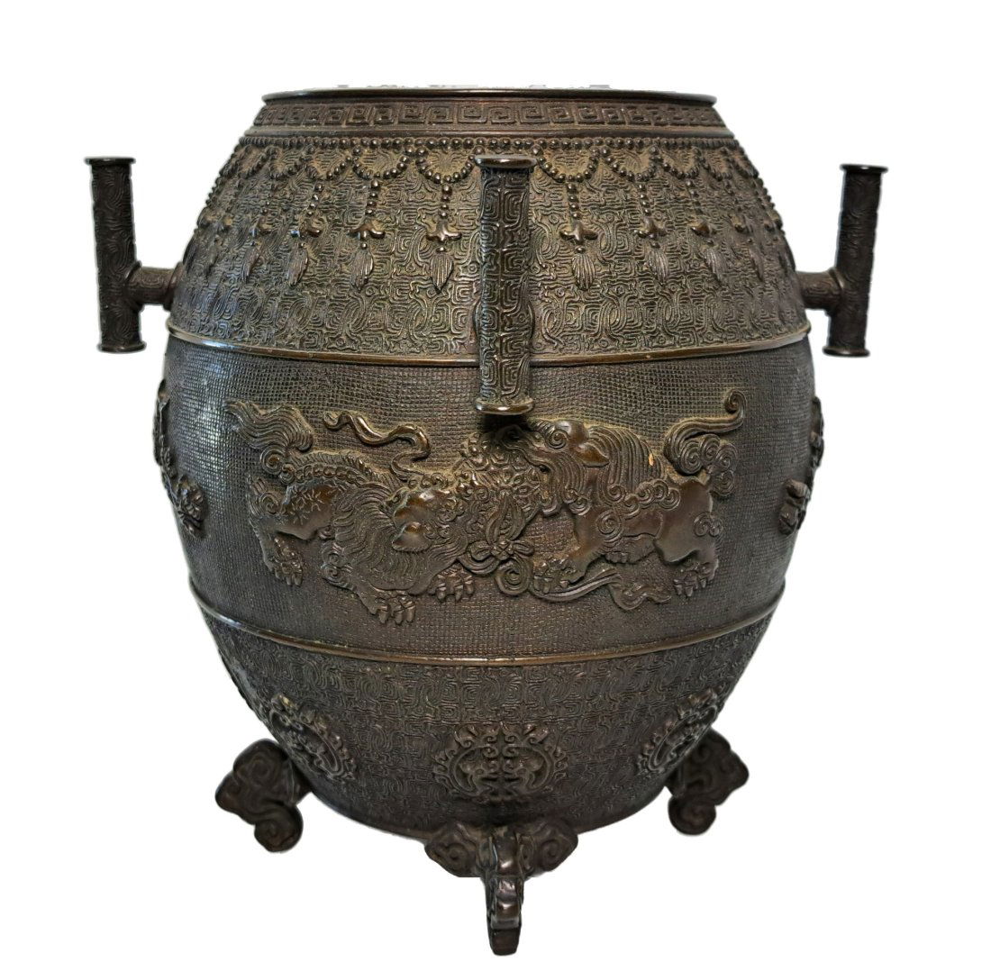 Signed Antique Chinese Archaic Manner Bronze Footed Bowl Pot 9 Character Mark (1 of 7)
