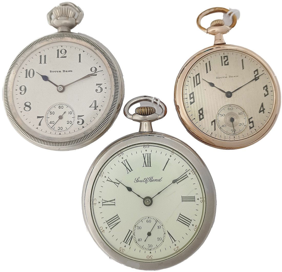 Lot Of 3 South Bend Watch Co Antique High Grade Mens Openface Running Ca.1910 Pocket Watches (1 of 5)