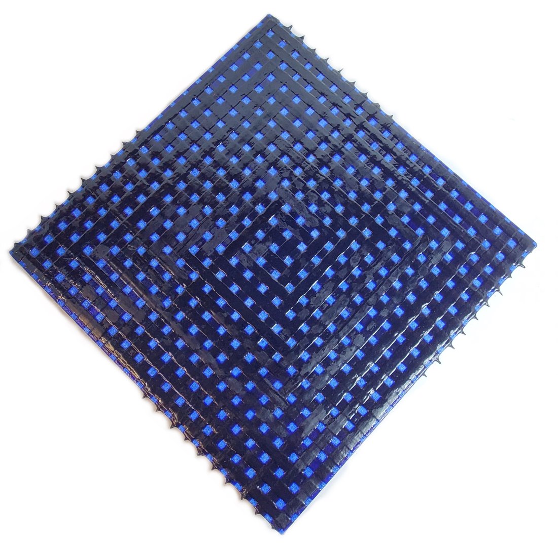 Linda Ann Stark Original 22.625in Abstract Painting French Ultramarine Diamond Weave 1995 (1 of 7)