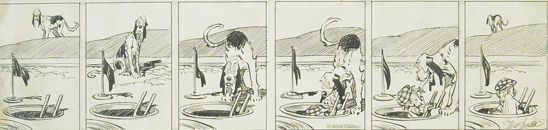 Early Napoleon & Uncle Elby Clifford McBride Golfin: Early Napoleon & Uncle Elby Clifford McBride Golfing Self Portrait Rare Cartoon 1930s Inscribed from Napoleon and Clifford McBride in Red Original Illustration Cartoon Newspaper Pen and Ink Drawing De
