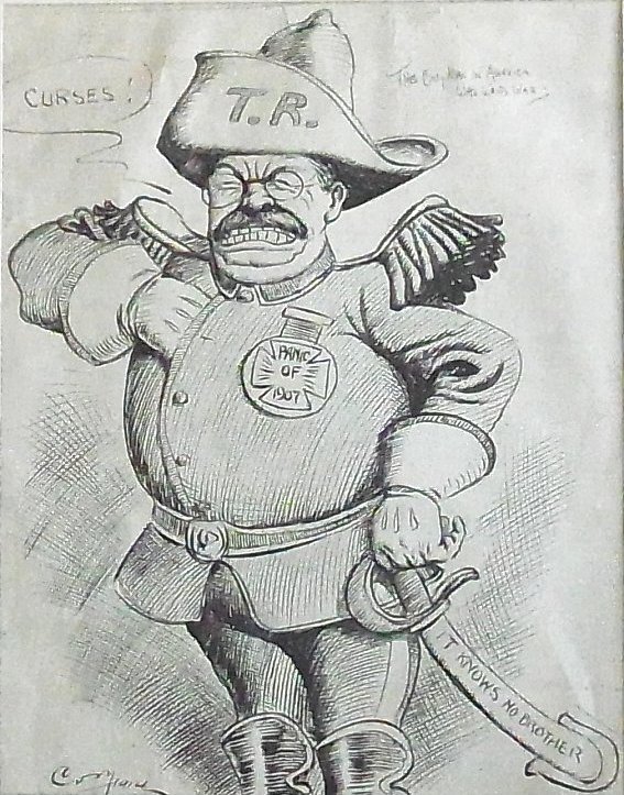 Jay Campbell Cory New York World Chicago Journal Pr: Jay Campbell Cory New York World Chicago Journal President Theodore ‘Teddy’ Roosevelt as Napoleon “The Only Man In America Who Wants War” Bank Panic 1907 Editorial Original Political Illustrat