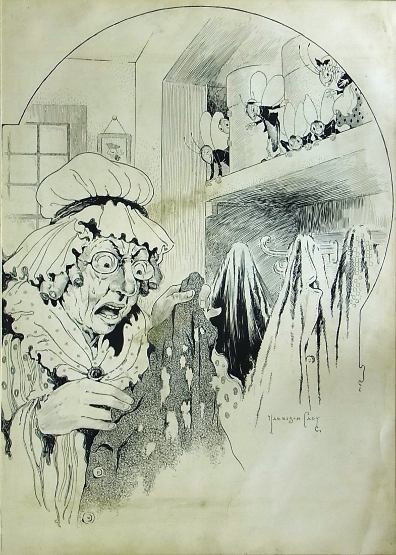 Walter Harrison Cady Life Magazine 1906 “Moths?” Pe: Walter Harrison Cady Life Magazine 1906 “Moths?” Peter Rabbit Whimsical Bugs Editorial Original Political Illustration Cartoon Newspaper Pen and Ink Drawing Description: Walter Harrison Cady Life 