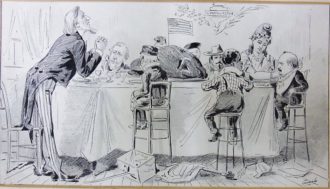 Philip G. Cusachs Puck Very Rare New Orleans Thank: Philip G. Cusachs Puck Very Rare New Orleans Thanksgiving Uncle Sam AIC Editorial Original Political Illustration Cartoon Newspaper Pen and Ink Drawing Description: Philip G. Cusachs Puck Very Rare Ne