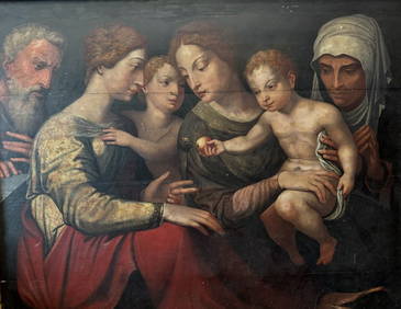 Very Large Old Master Simon de Chalons Circle Oil on Panel Holy Family Virgin Mary Christ Child (1 of 12)