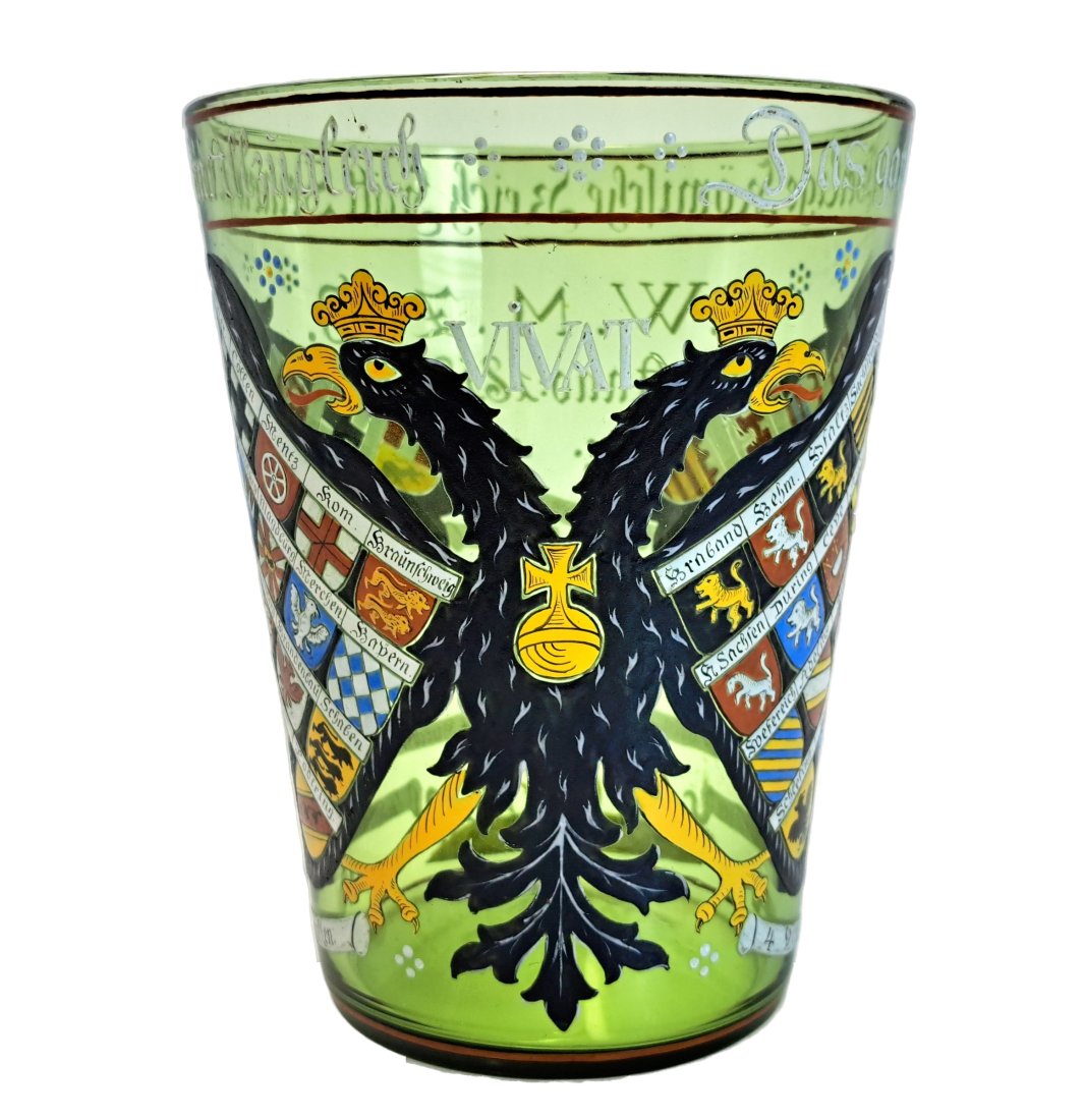 Rare German Imperial Eagle Signed Lobmeyr Enamel Art Glass Holy Roman Empire Giant Beer Stein Tankar (1 of 7)