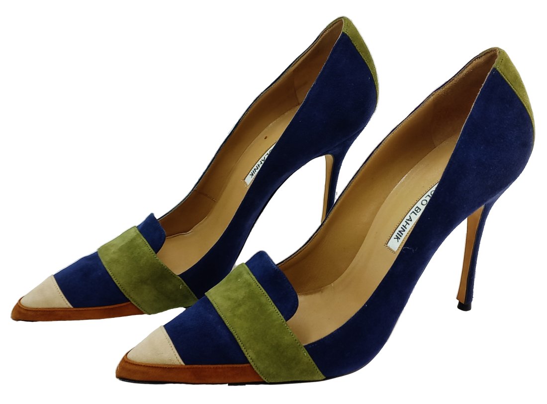 Kirstie Alley Estate Manolo Blahnik Olive Green Navy Blue Suede Heels Size 40 w/ COA & Bag: Title:Kirstie Alley Estate Manolo Blahnik Olive Green Navy Blue Suede Heels Size 40 w/ Bag Description: Kirstie Alley Estate Manolo Blahnik Olive Green Navy Blue Suede Womens Heels Size 40 w/ Designer