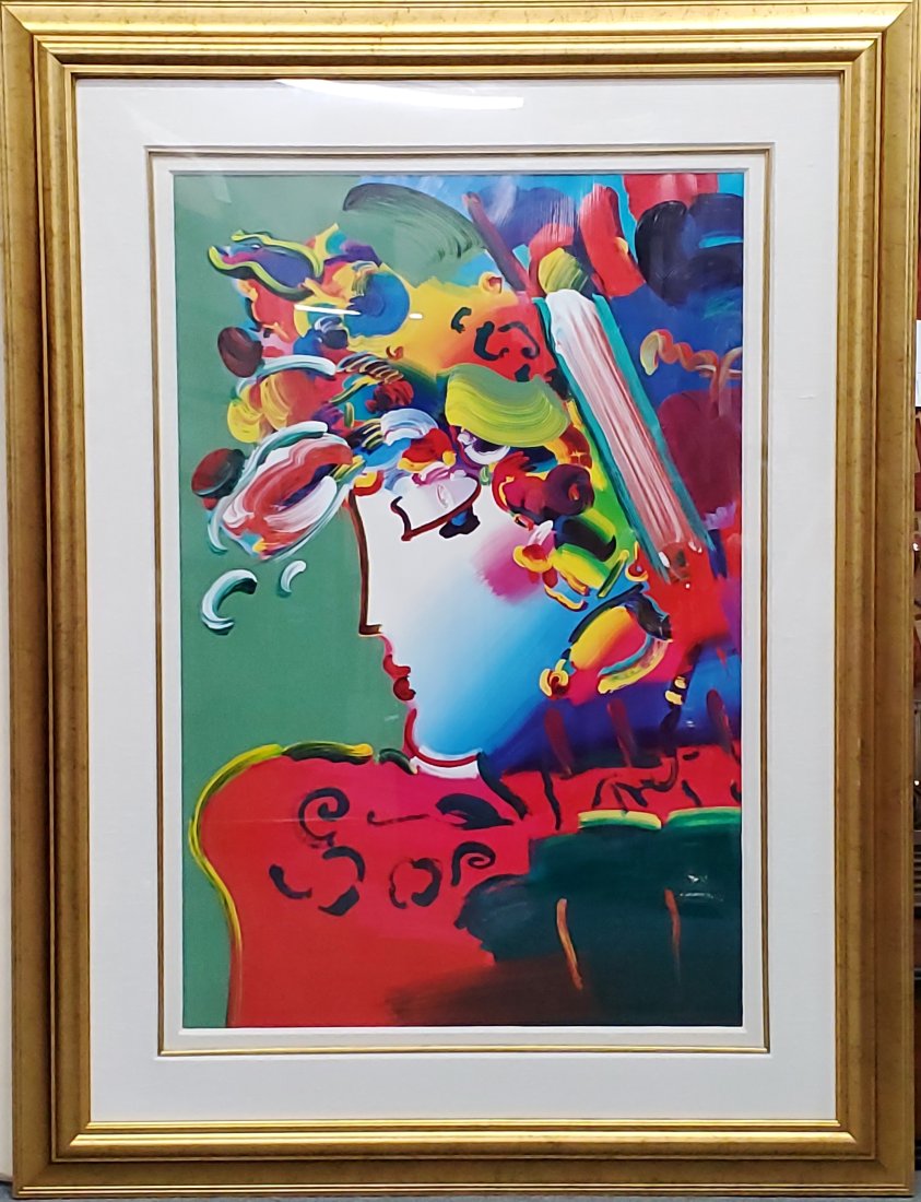 Peter Max Signed Mixed Media Painting over Print 3ft Very Large Source Woman Gilt Frame (1 of 6)