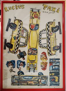 Red Grooms Ruckus Taxi Uncut Unassembled Pop Art Lithograph: Described By:Michelle CNX 1654 8364 Title:Red Grooms Ruckus Taxi Uncut Unassembled Pop Art Lithograph Description: Red Grooms Ruckus Taxi Uncut Un-assembled Pop Art Lithograph. One of three Red