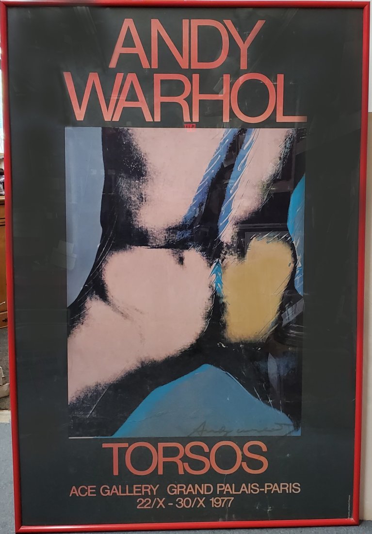 Andy Warhol Autographed Torso Poster Huge French Paris Male Nude Pop Art Gay Subject Interest Hand S: Described By:Michelle CNX 1654 8368 Title:Andy Warhol Autographed Torso Poster Huge French Paris Male Nude Pop Art Gay Subject Interest Hand Signed Description: Andy Warhol Autographed Torso Poster Hu