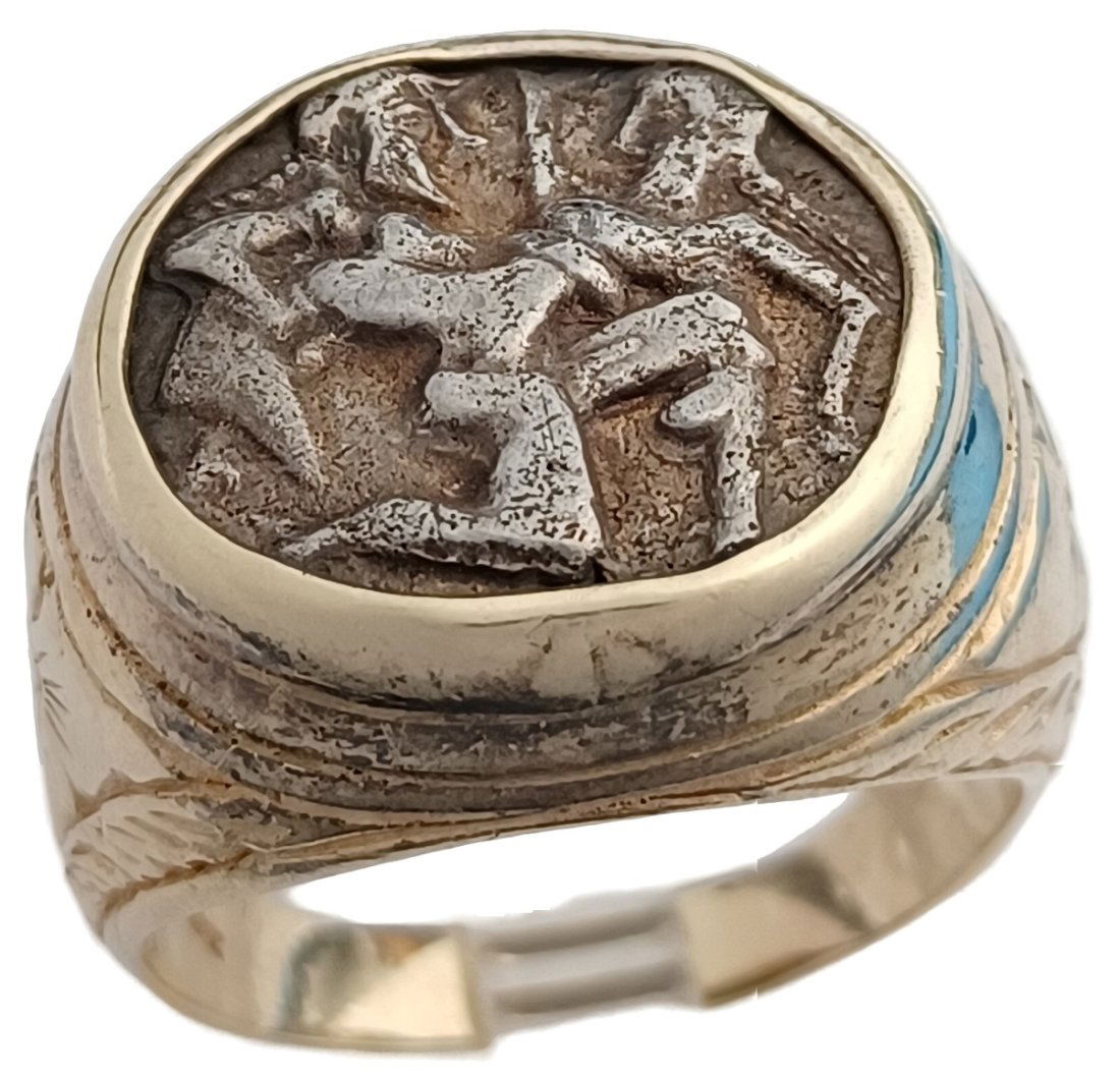 Huge 14K Gold Size 14 Archaic Silver Stater Of Thasos Greek Ca. 550-463 BC Coin Ring (1 of 7)