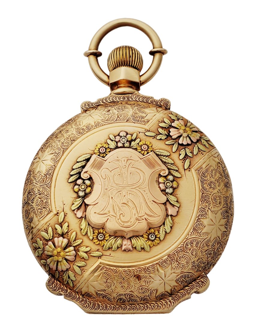 Rare 14k Multicolor Gold E Howard Box Hunter Mens Pocket Watch Original Case (1 of 9)