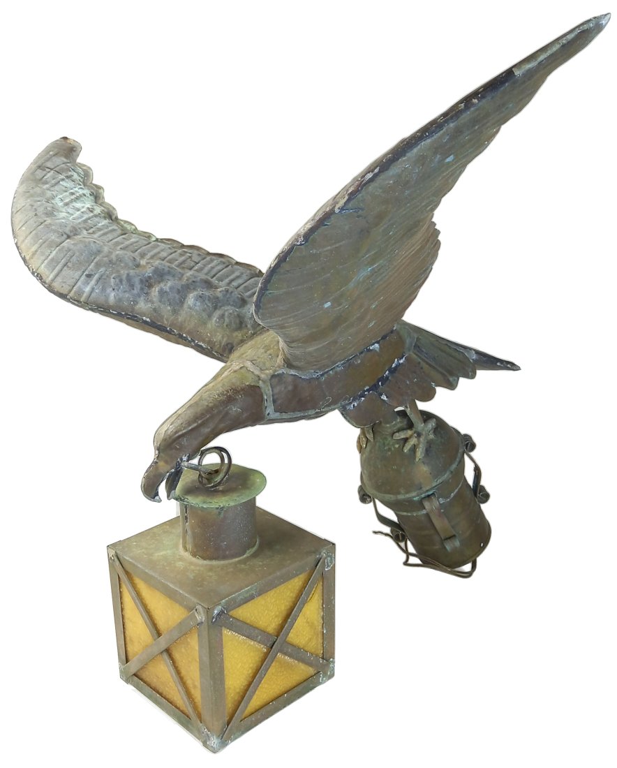 Old Copper Eagle Lantern W/ 2ft Wingspan American Arts Crafts Movement Post Lamp (1 of 9)