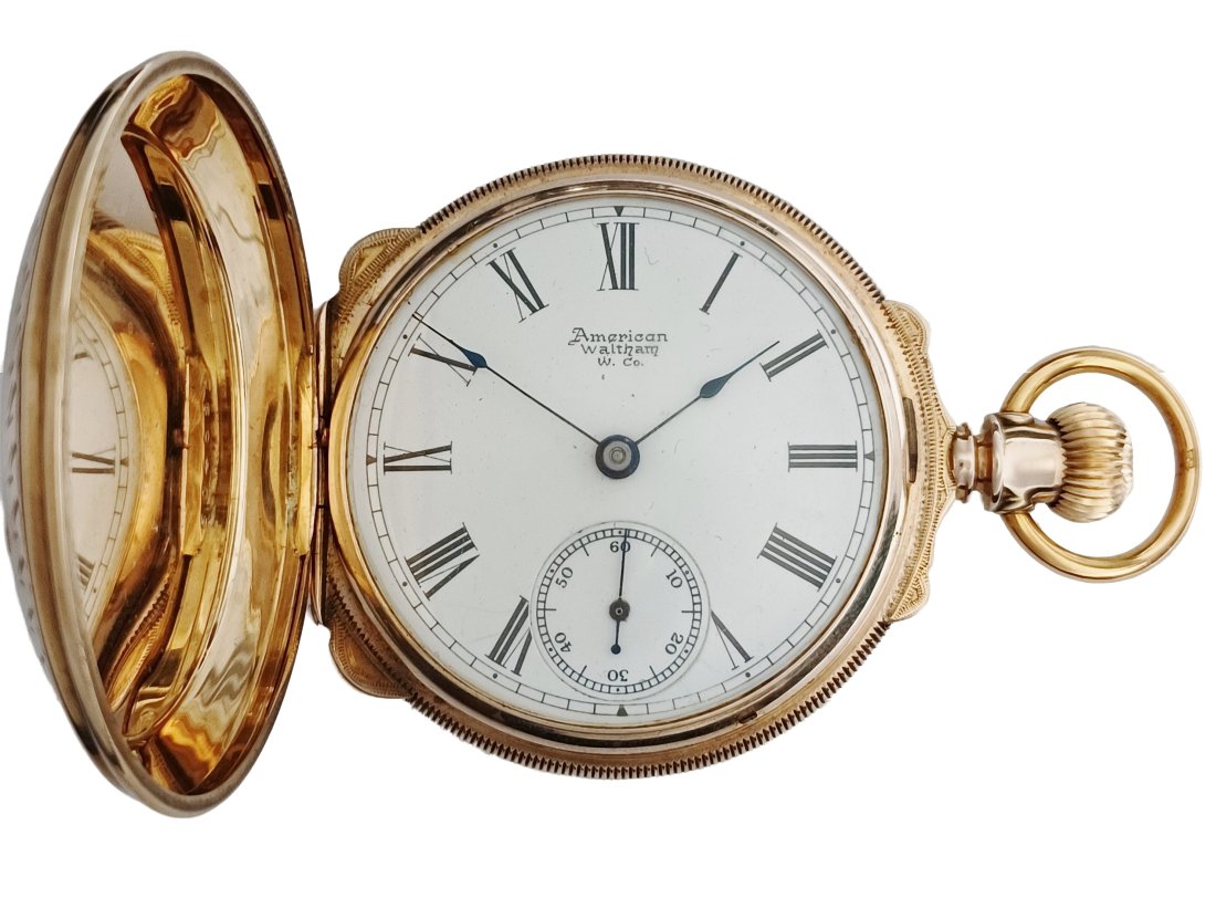 Heavy Antique Waltham Solid Gold Fancy Box 1883 Model Mens 18s Lever Set Hunter Pocket Watch (1 of 9)