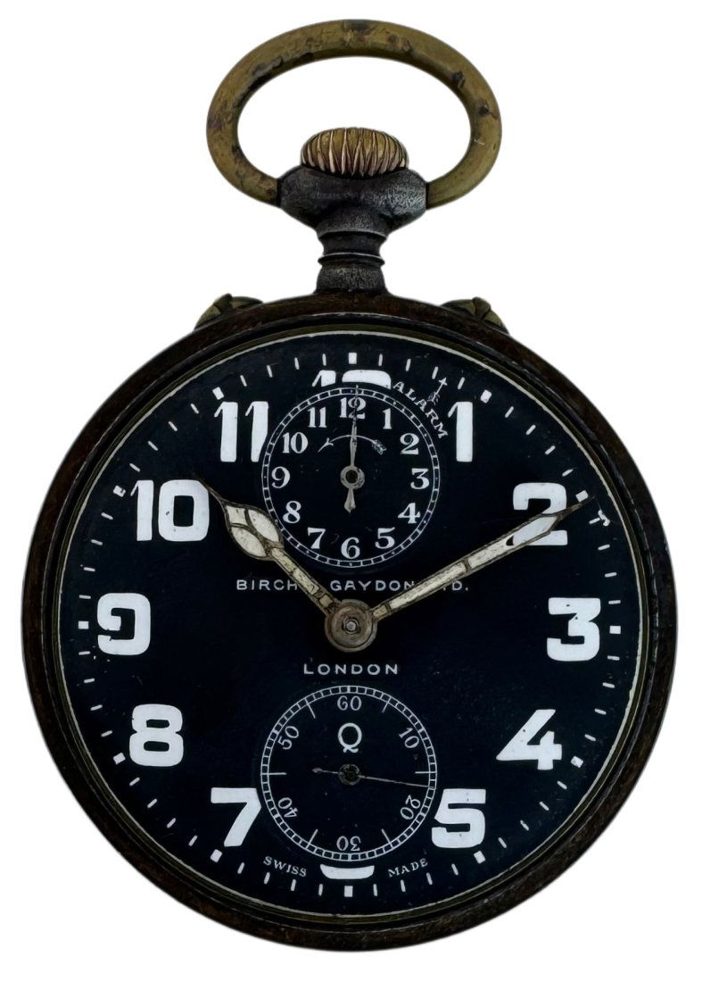 Rare Black Enamel Dial Zenith Military Style Alarm Clock Running Antique Pocket Watch w/ Provenance (1 of 11)