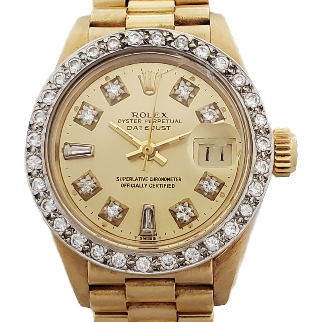 Rolex Datejust 6917 Diamond 18k Gold Ladies Vintage Wrist Watch (1 of 13)