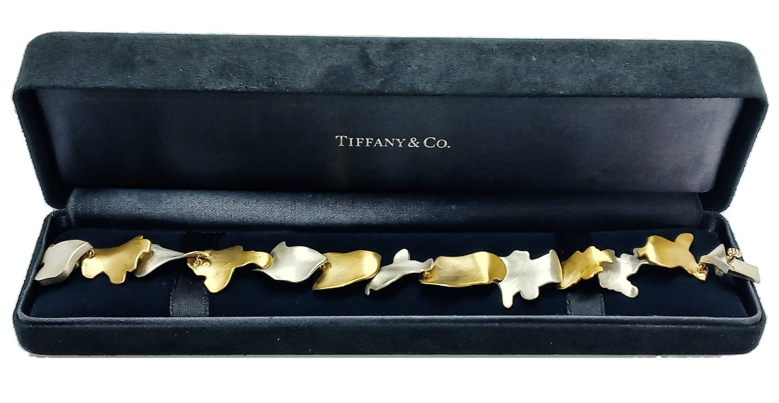 Modernist Frank Gehry Designed Tiffany & Co. 18K Gold Sterling Silver Brutalist Bracelet w/ Box (1 of 7)