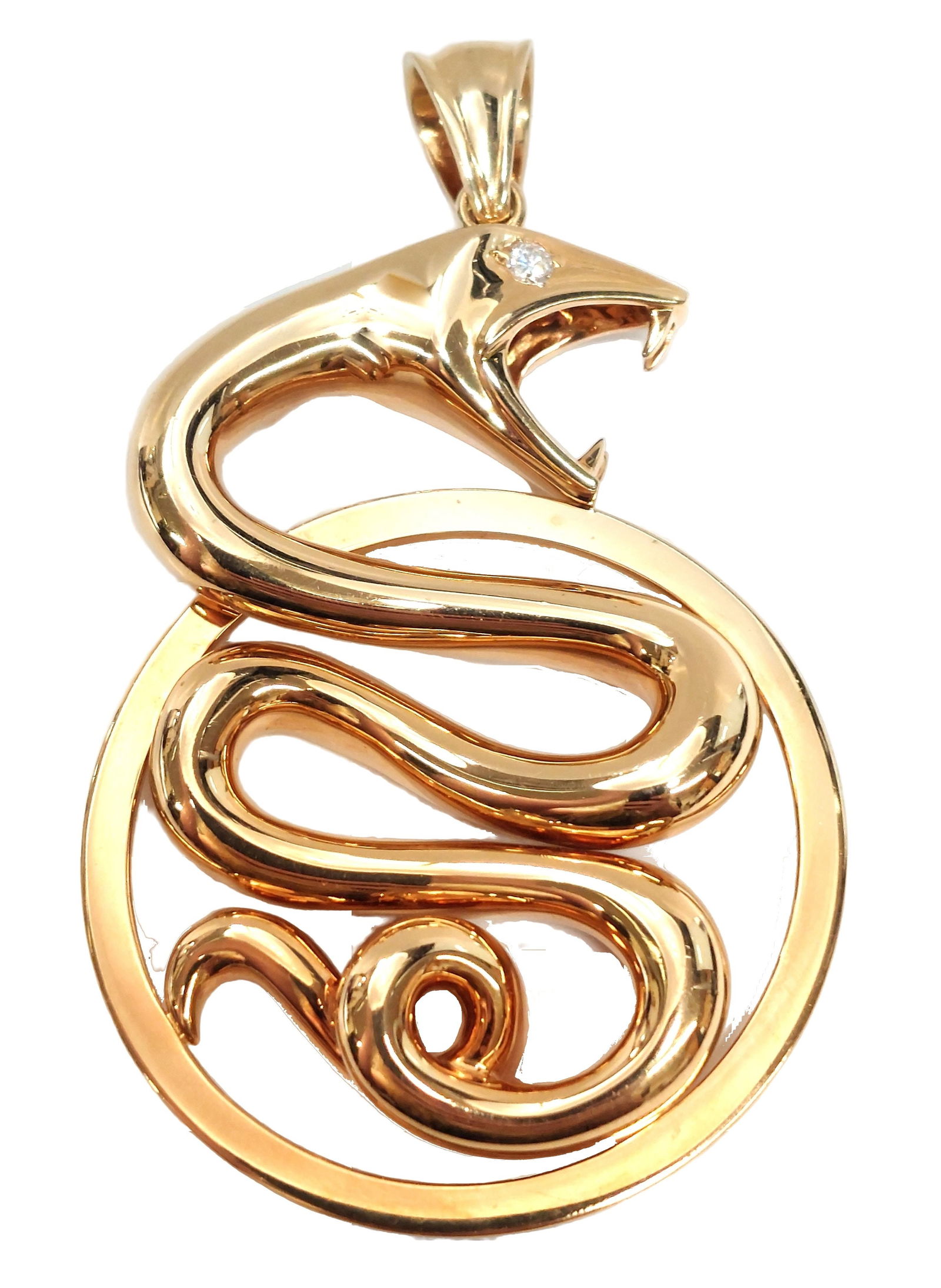 Boucheron Fine Diamond Eyed Snake Serpent Heavy 18k Gold Pendant 49G (1 of 4)