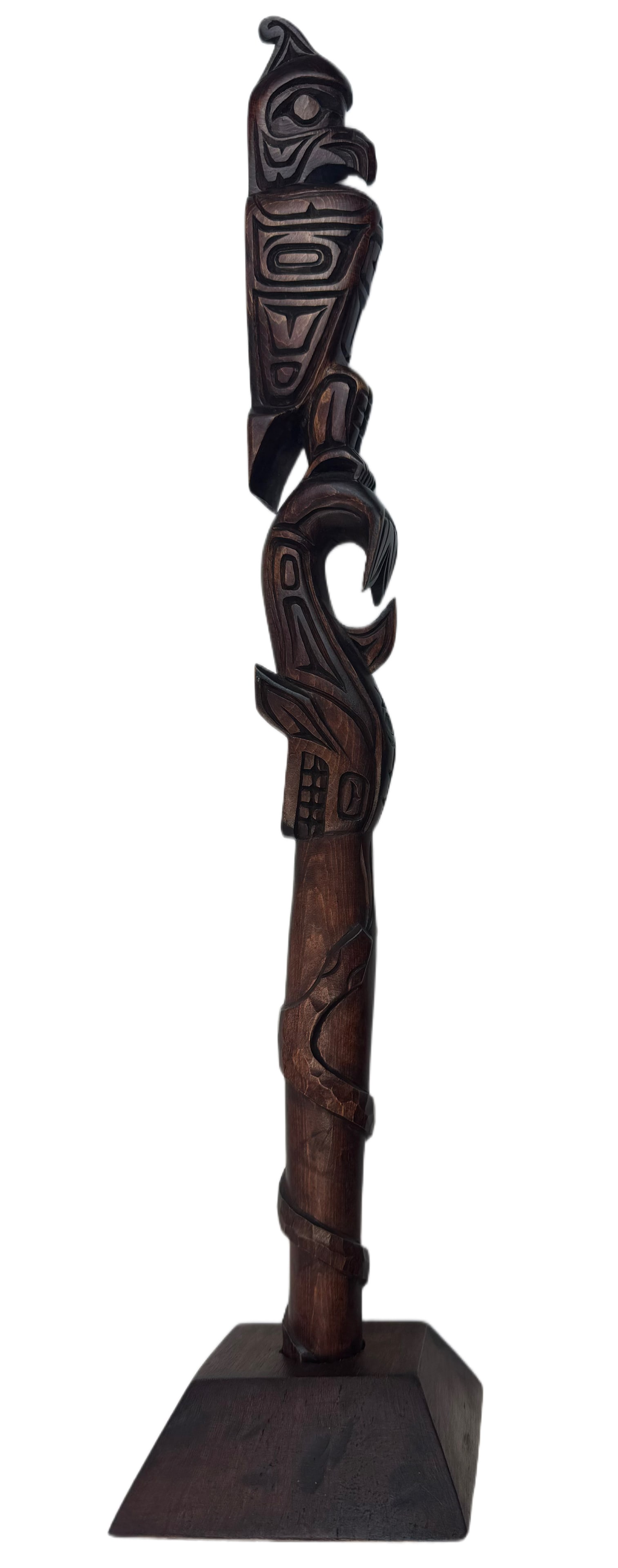 Ellery Cootes Signed Ucluelet Huuayaht Carved Wood Native American Tabletop Talking Stick Totem Pole (1 of 17)