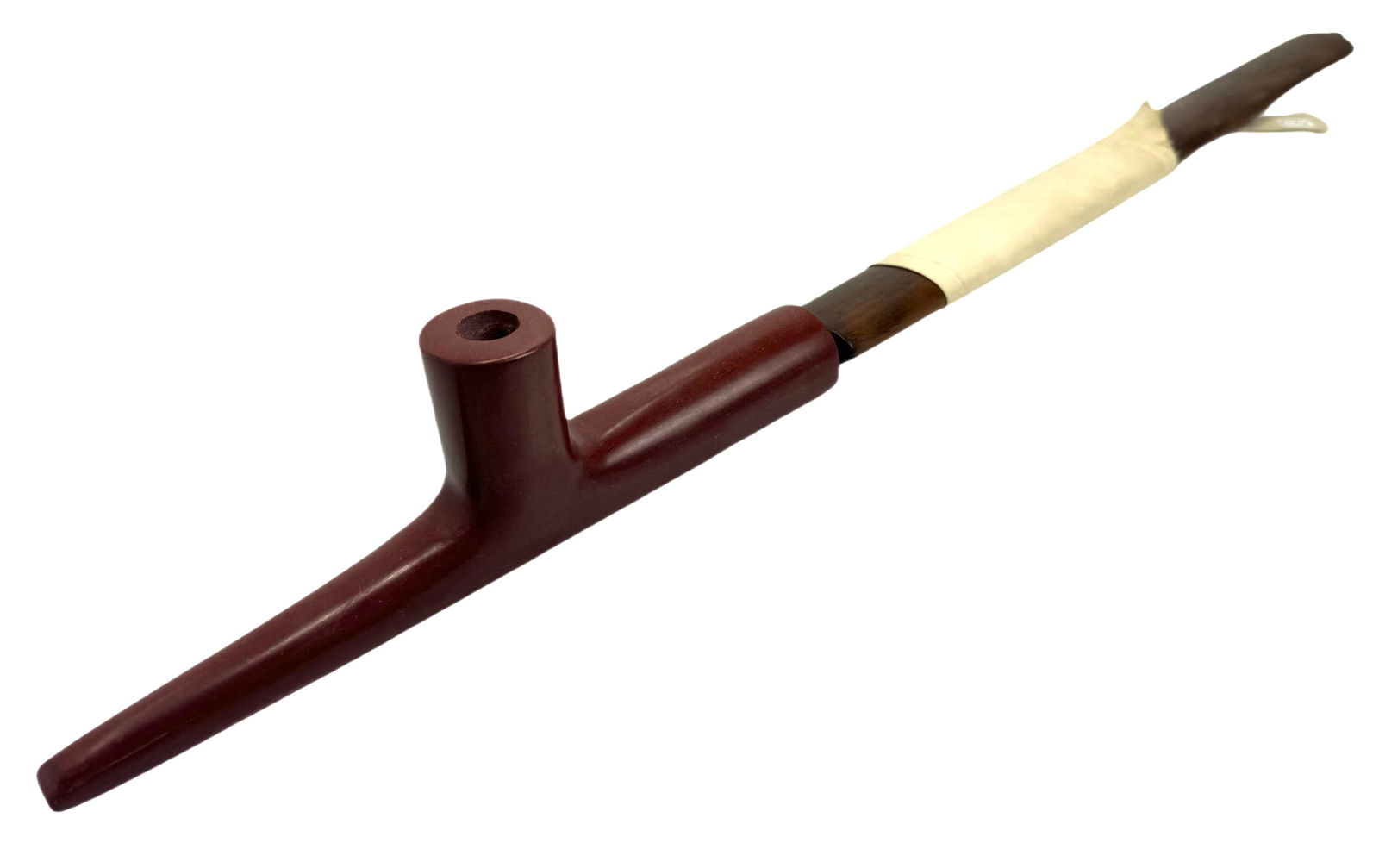 Large Pipestone Catlinite Native American Carved Peace Pipe with Leather-bound Wood Stem (1 of 13)