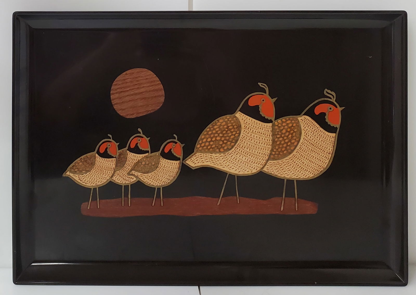 MCM Couroc Monterey California Partridge Quail Bird Inlay Composite Tray Mid Century Modern (1 of 5)