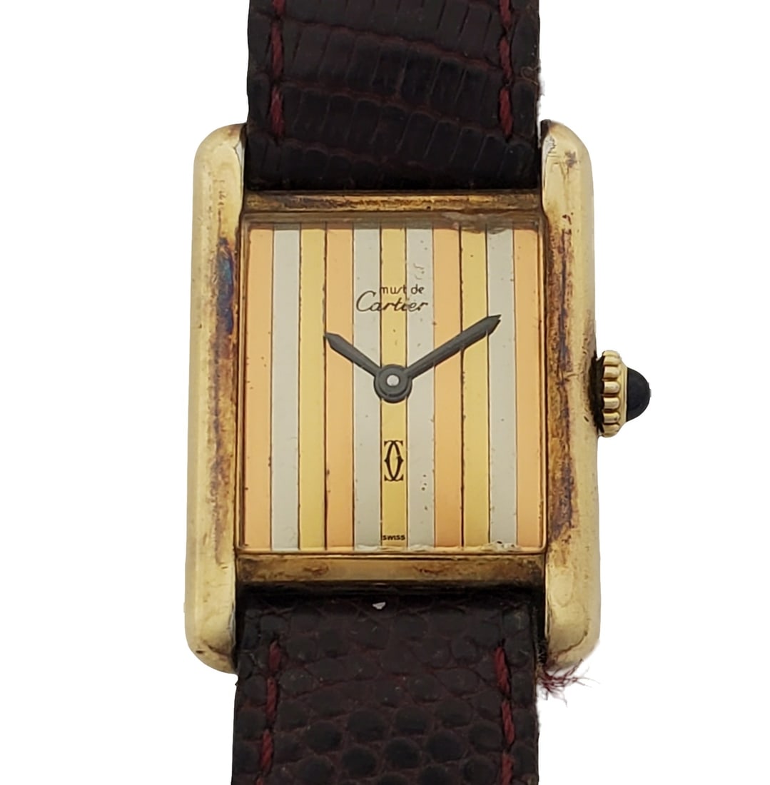 Cartier Must de Tri Color Gold Dial Vermeil Ladies Vintage Wrist Watch (1 of 6)