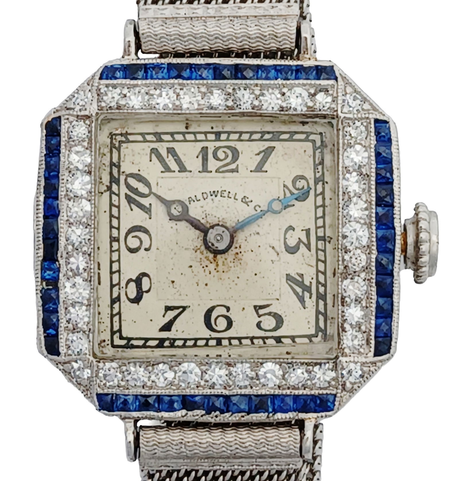 Art Deco Platinum J.E. Caldwell & Co Fine Diamond Sapphire Ladies 18j Running Wrist Watch (1 of 10)