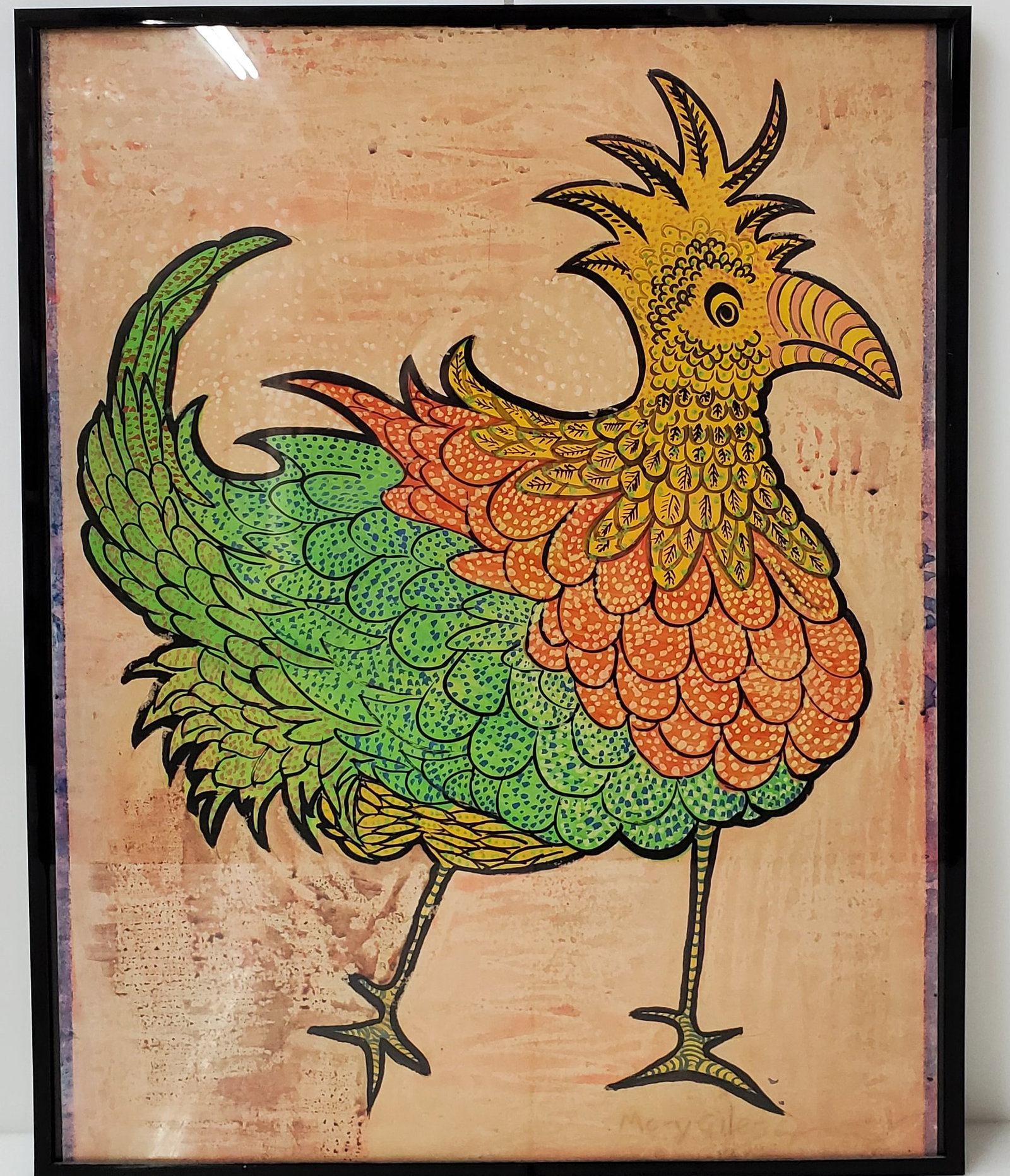Mary Giles Vintage 1960s Brutalist Pop Art Gouache Painting Chicken: Described By:Michelle CNX VX 1670 8433 Title:Mary Giles Vintage 1960s Brutalist Pop Art Gouache Painting Chicken Description: Mary Giles Vintage 1960s Brutalist Pop Art Gouache Painting Chicken. Prove