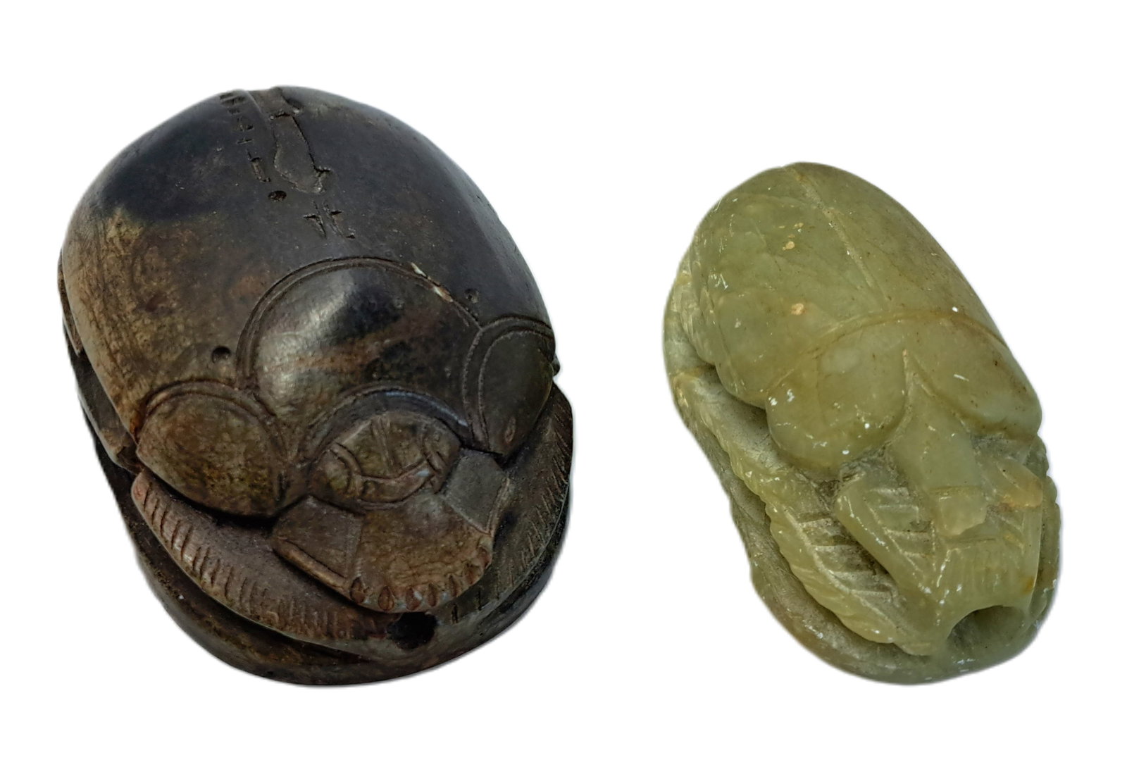 Vintage Hardstone Soapstone Stone Carved Scarab Beetle Set of Two (1 of 7)