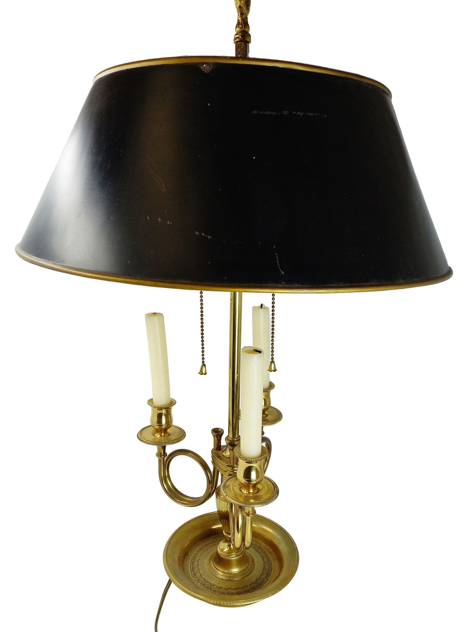 Antique Gilt Bronze Bouillotte Working French Made Lamp w/ Candles (1 of 9)