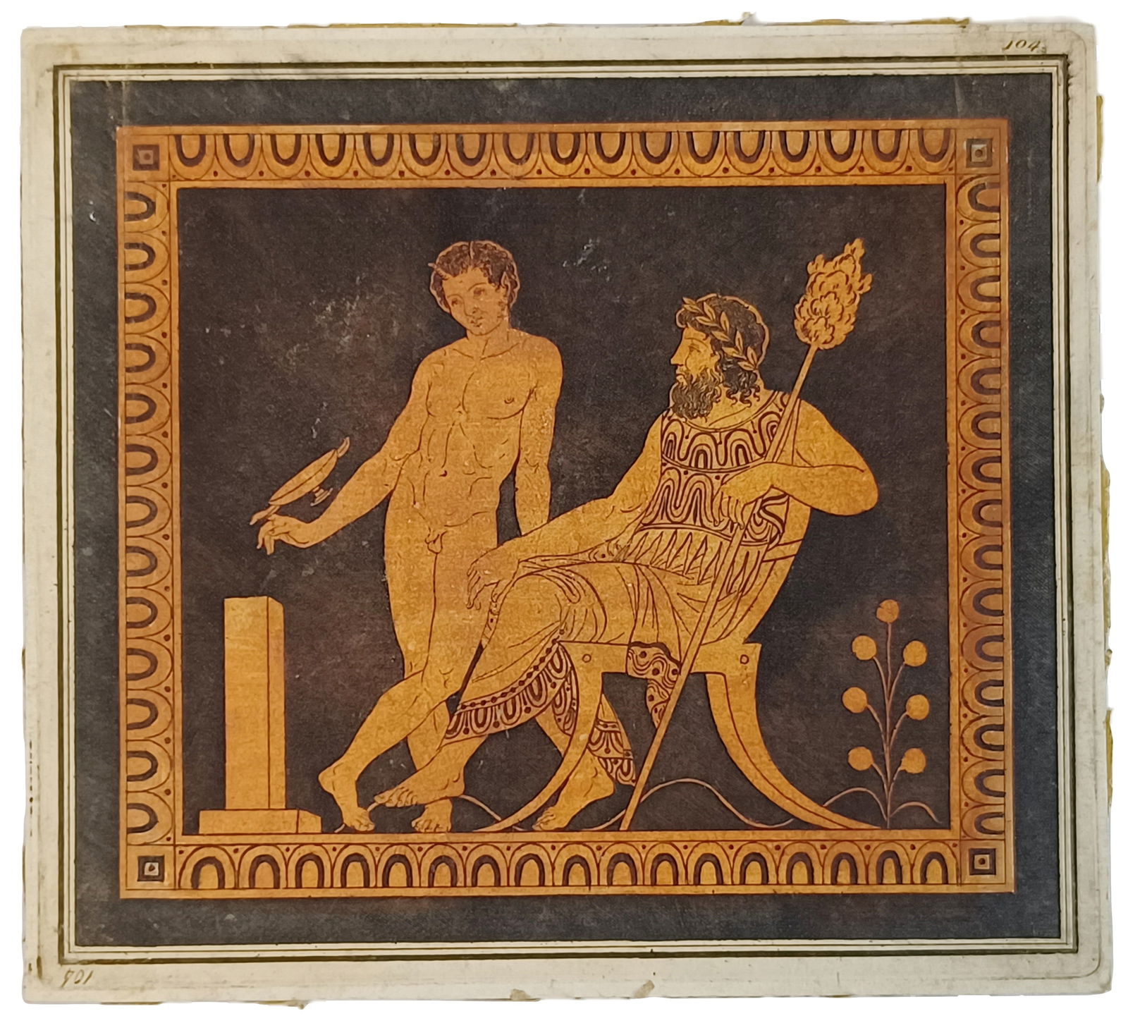 Sir William Hamilton Greek Color Plate Bearded Dionysus With Pan Hand Colored Etching Print (1 of 6)