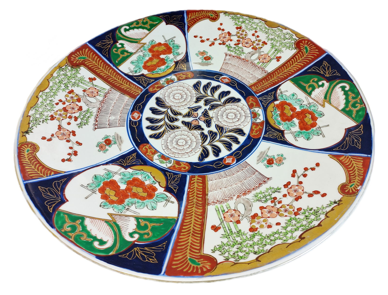Large 18 Inch Japanese Imari Ware Floral Painted Decorative Ceramic Plate (1 of 7)