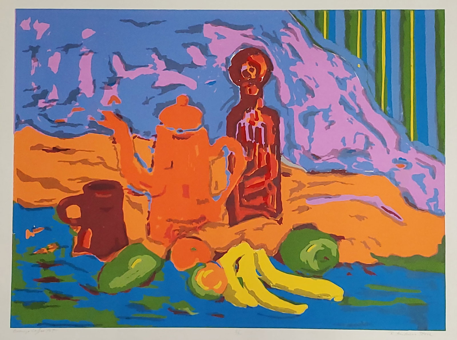 Ruth Andress Stone Signed Linocut Print Still Life Vintage (1 of 7)
