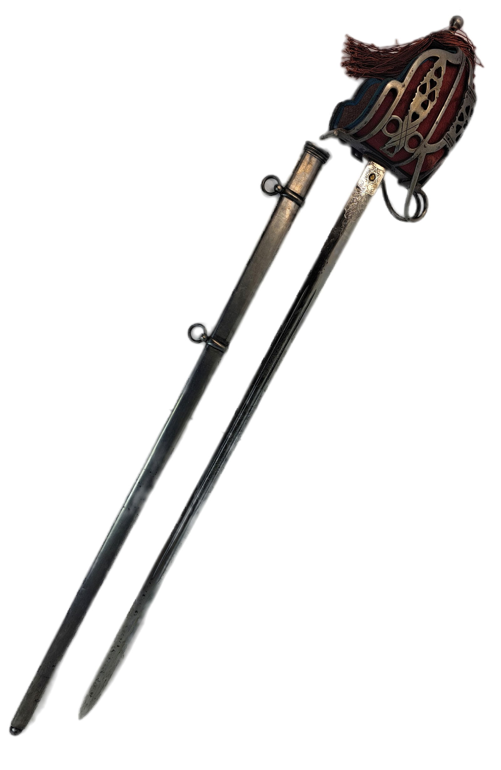 Antique Scottish Highlands Field Officer Basket Hilt Sword Full Tang And Scabbard Proof T Hallmark (1 of 10)