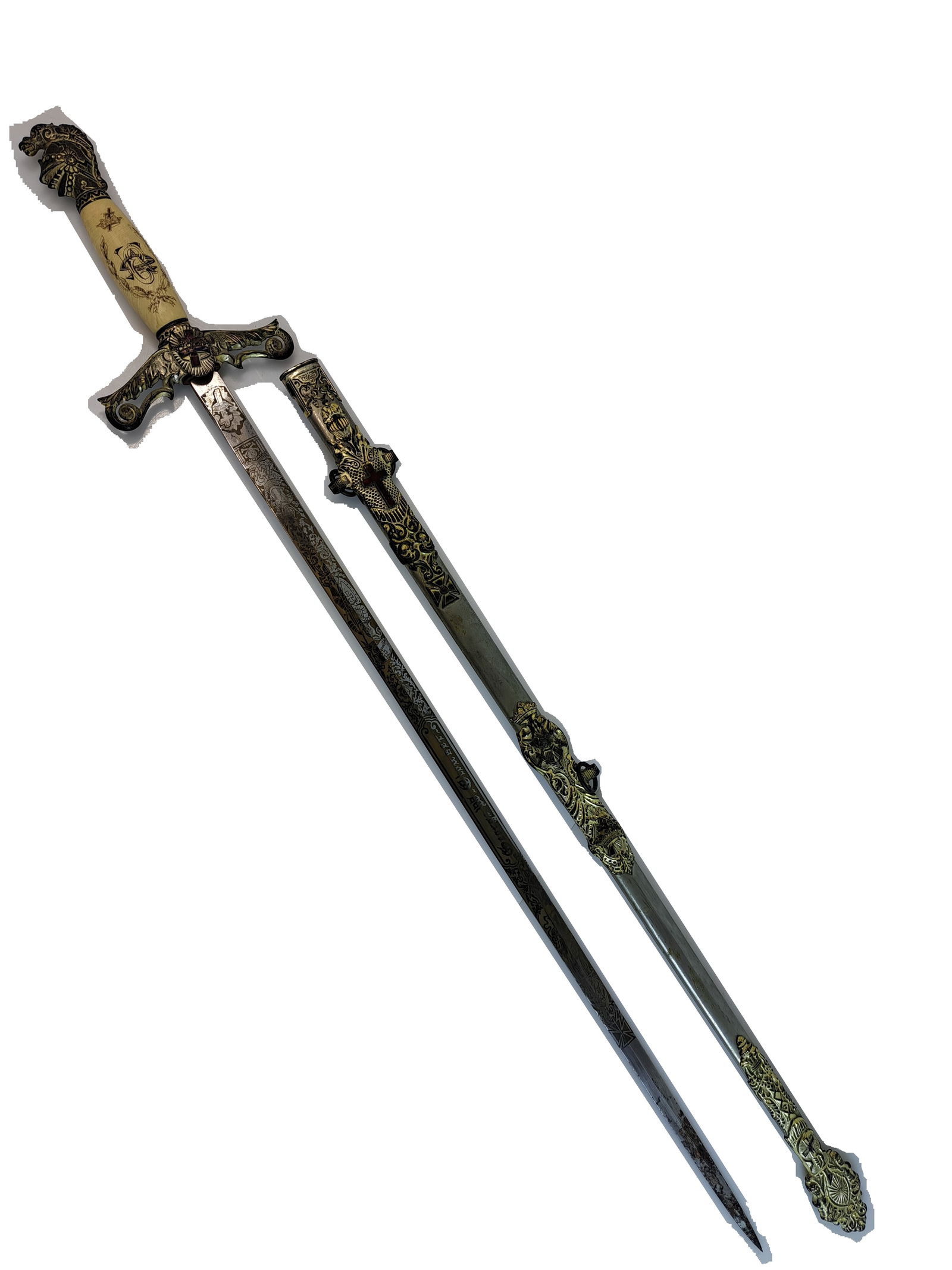 Memento Mori M.C. Lilley & Co. Columbus Ohio York Rite Ceremonial Presentation Sword and Scabbard (1 of 11)