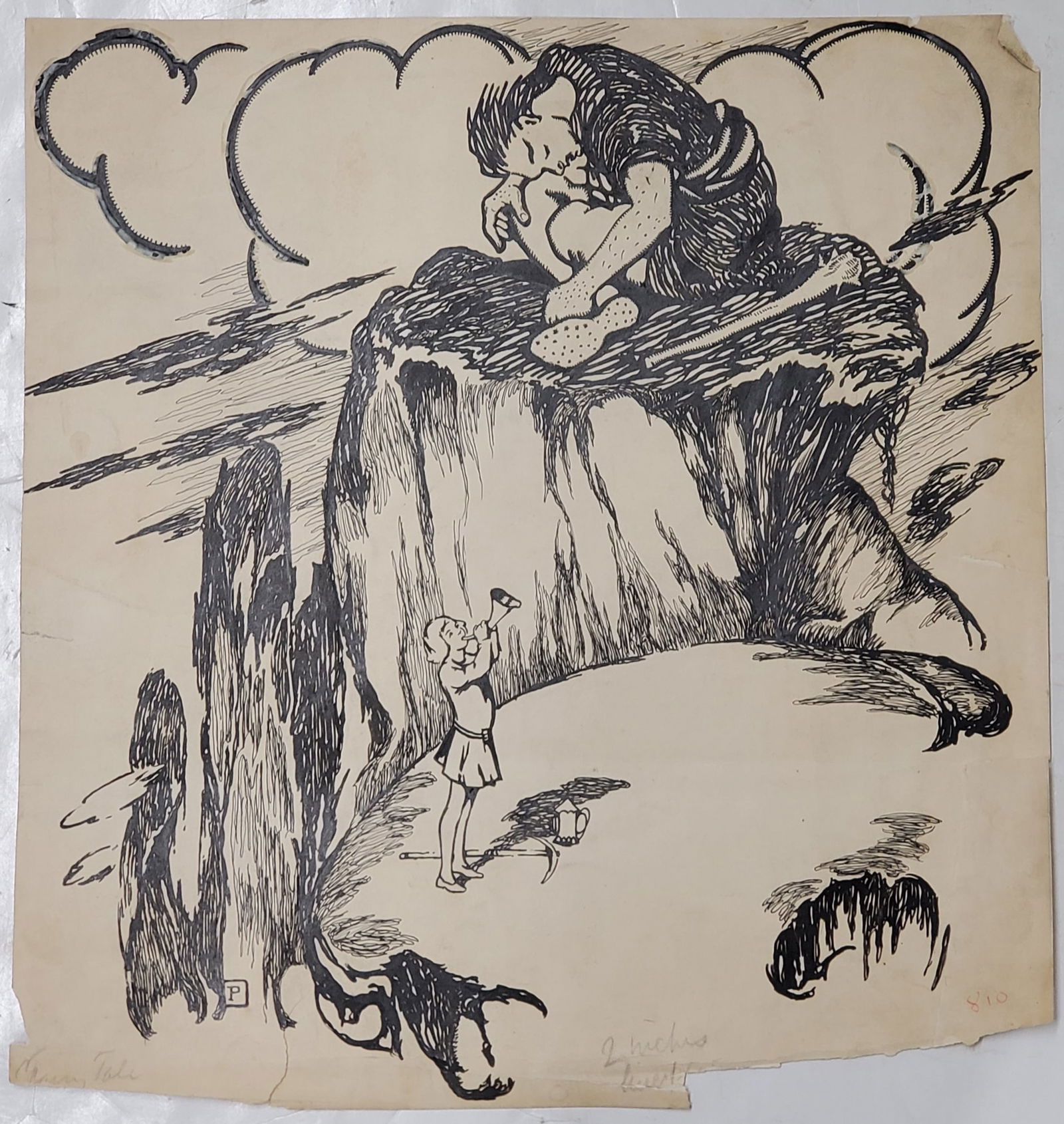 Howard Pyle Original Fairy Tale Cartoon Illustration Ink Comic Art Deco ex Charles L Howard Illustra (1 of 7)