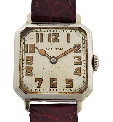 Hamilton 986a 14k White Gold Sided Mens Vintage Wrist Watch Box