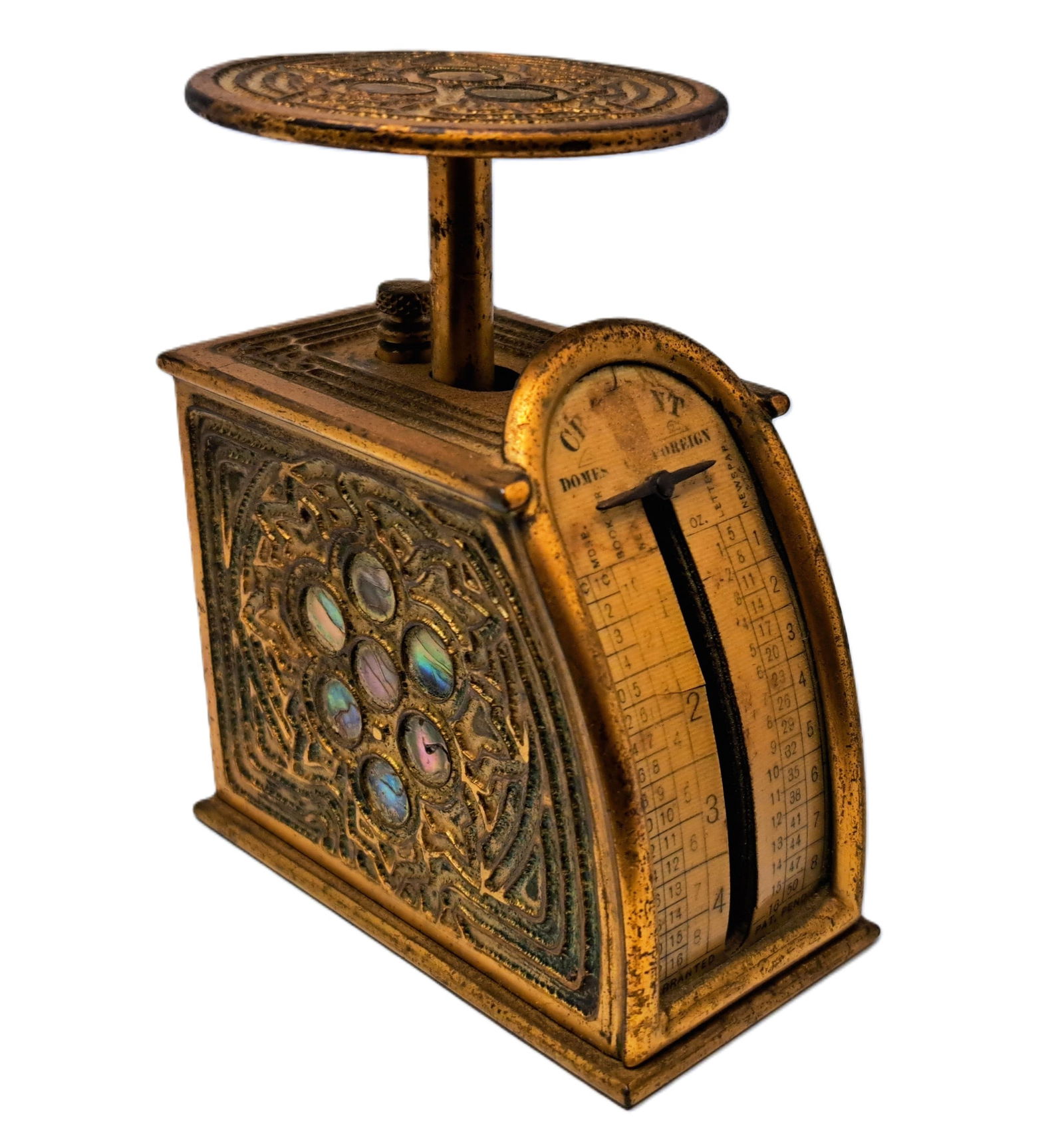 Tiffany Studios Abalone Rare Working Postage Scale Antique Bronze Dore (1 of 10)