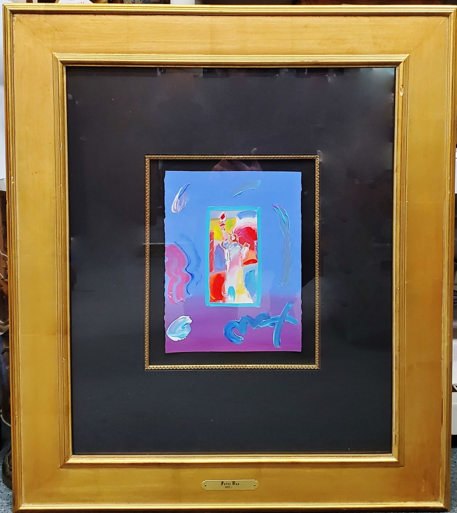 Peter Max Signed Psychedelic Pop Art Statue of Liberty Acrylic Mixed Media Painting COA (1 of 5)