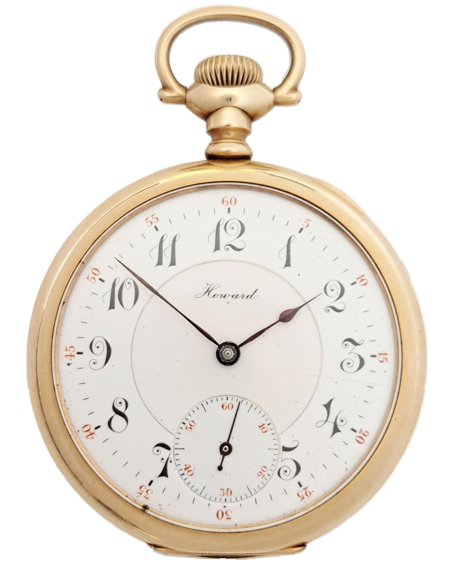 Pristine Large Howard Series 9 Mens 16s Double Sunk Dial Red Track Pocket Watch W/ Orig Box Papers (1 of 11)