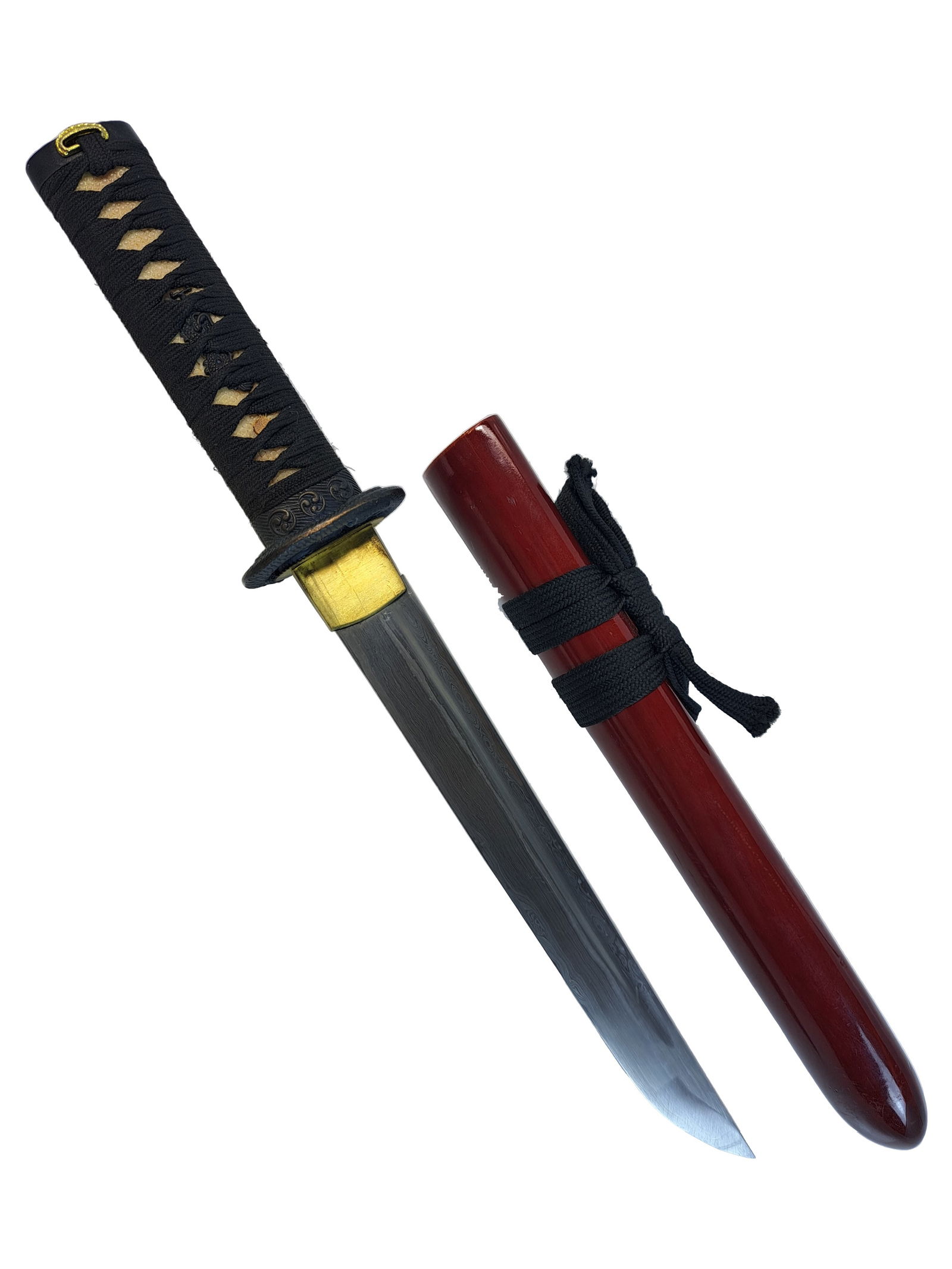 Late 20th Century Dragon Tsuba Samurai Sword Japanese Tanto 9.6 Inch Blade W/ Red Scabbard (1 of 10)