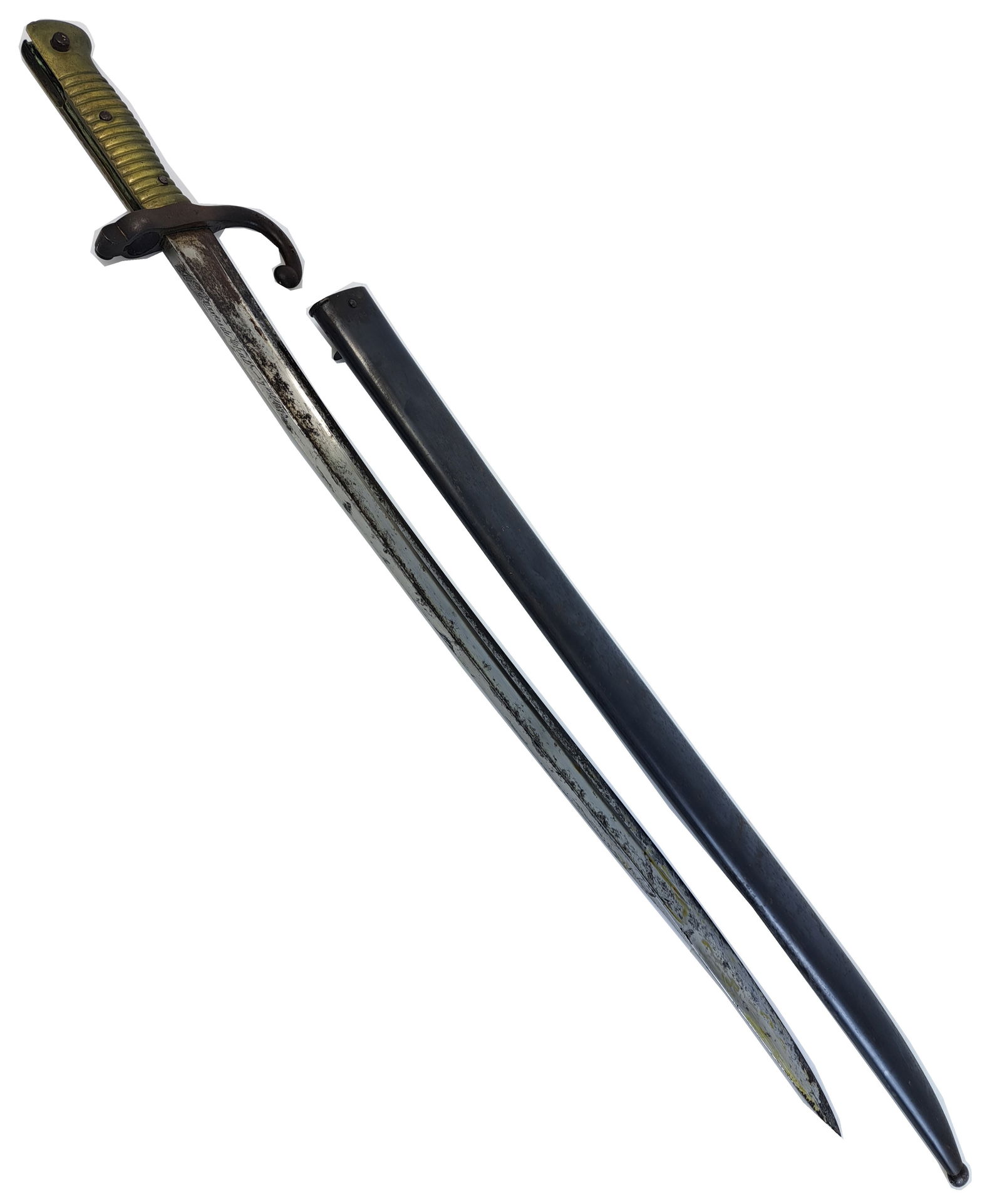 Antique French M1866 Yataghan Sword Bayonet W/ Scabbard Chatellerault 1879 (1 of 8)