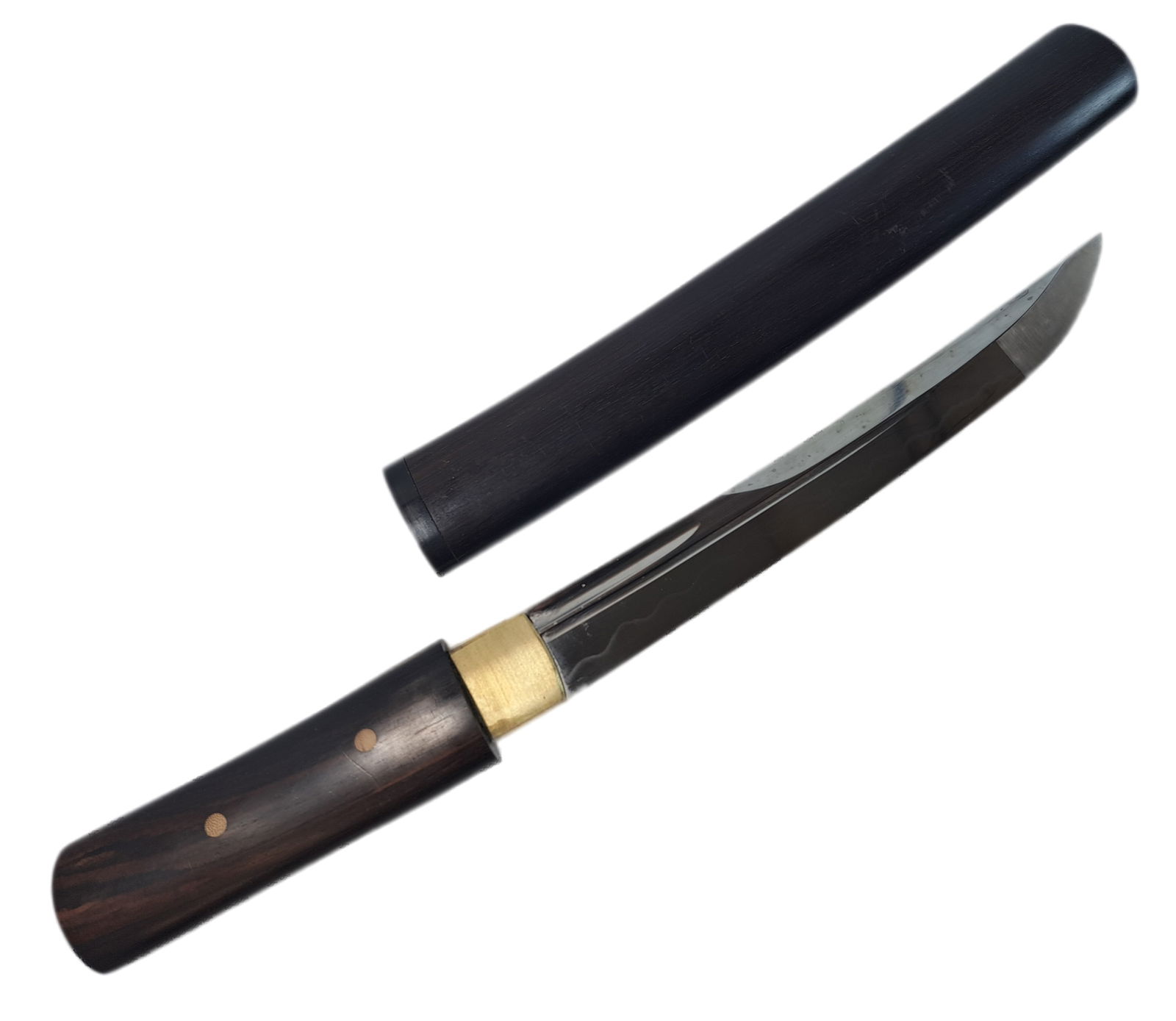 Late 20th Century 14.1 Inch Samurai Sword Japanese Minimalist Tanto 8.9 Inch Blade W/ Dark Wood Scab (1 of 7)