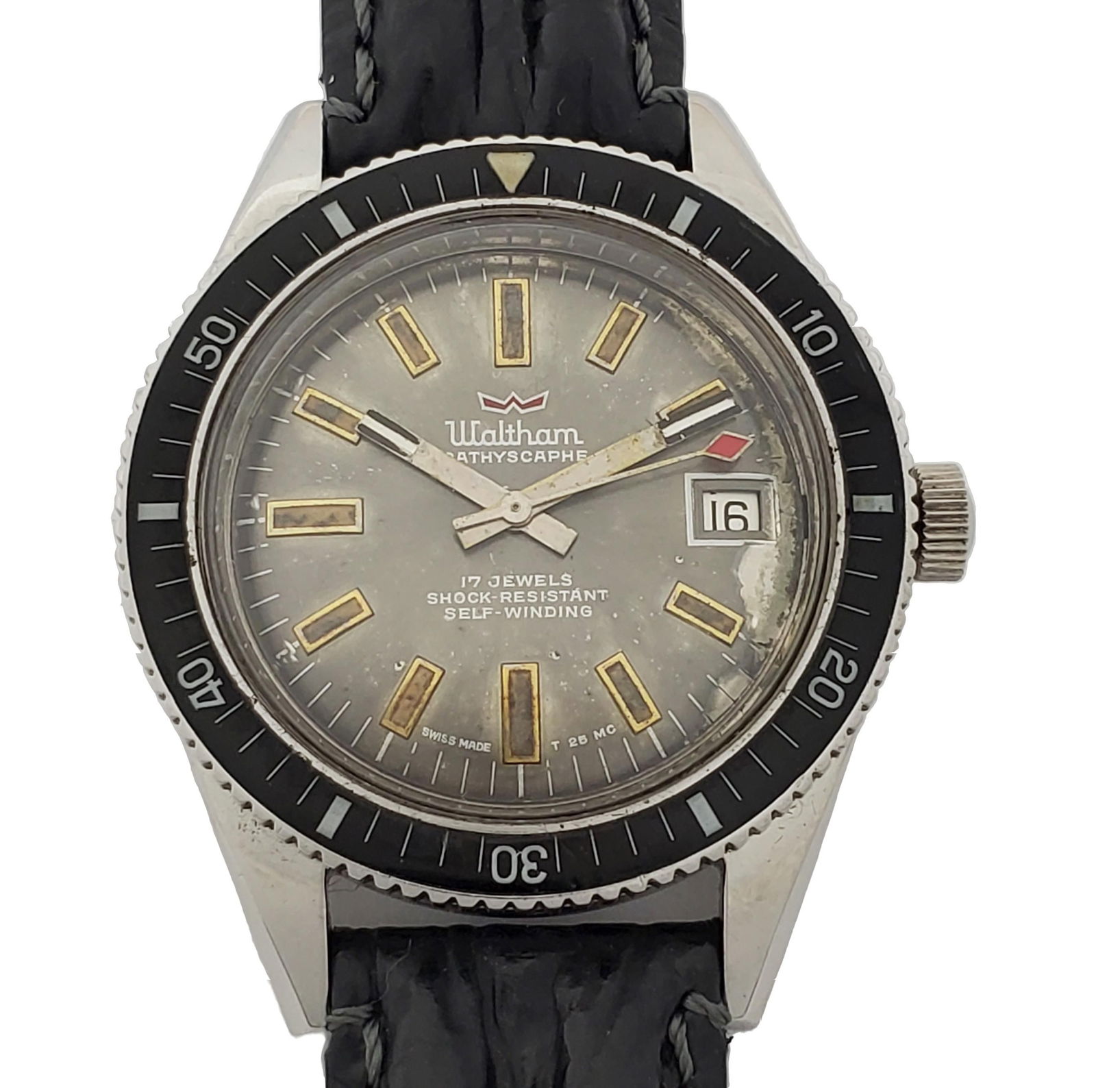 Waltham Bathyscaphe Poor Mans Blancpain Diver Watch Bakelite Bezel Mens Vintage Watch: Described By: Michelle NFRCD 57850 Title: Waltham Bathyscaphe Poor Mans Blancpain Diver Watch Bakelite Bezel Mens Vintage Watch Description: Waltham Bathyscaphe Poor Mans Blancpain Diver Watc