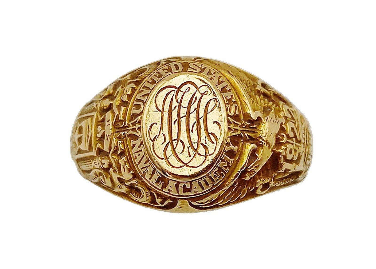 1922 USNA US Naval Academy George P. Hunter Companion Andrea Adie Hunter Ladies 14K Gold Signet Ring (1 of 12)