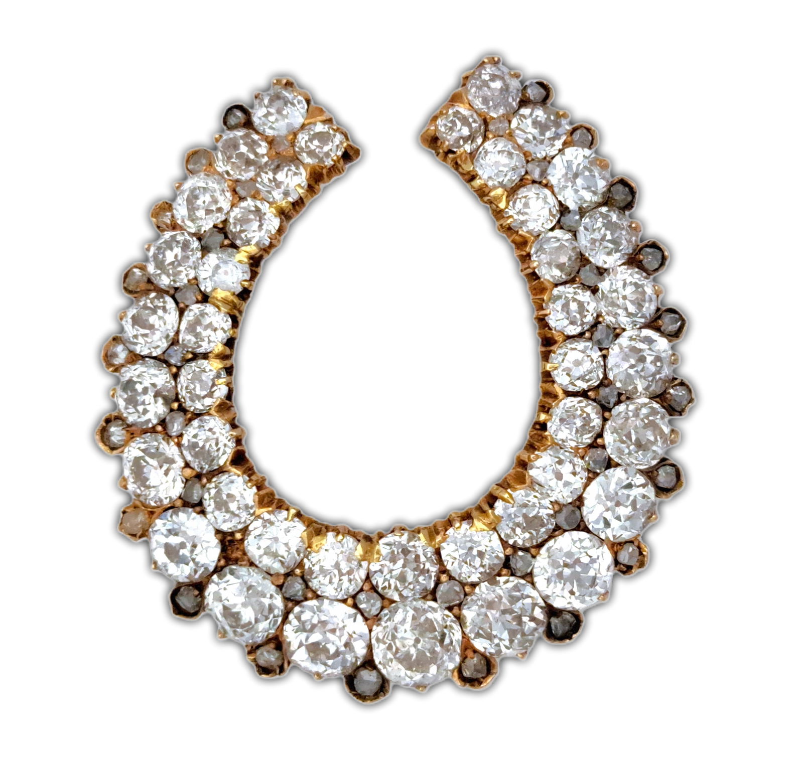 Spectacular Victorian Old Euro 5ctw Horseshoe Equestrian 18k Rose Gold Pendant or Brooch Pin (1 of 6)