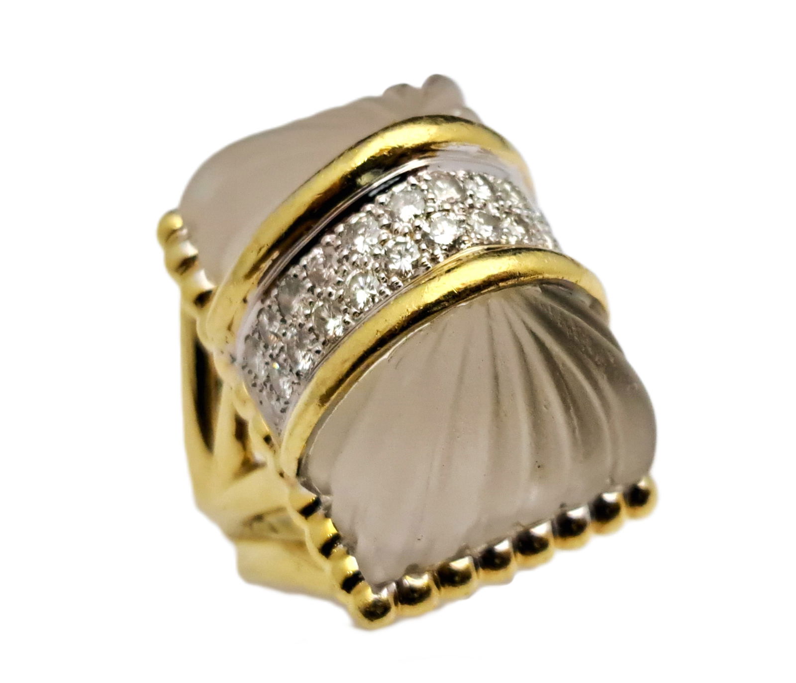 Giant R Stone Mid Century Large Stone Rock Crystal Fine Diamond 18k Gold Statement Ring (1 of 7)
