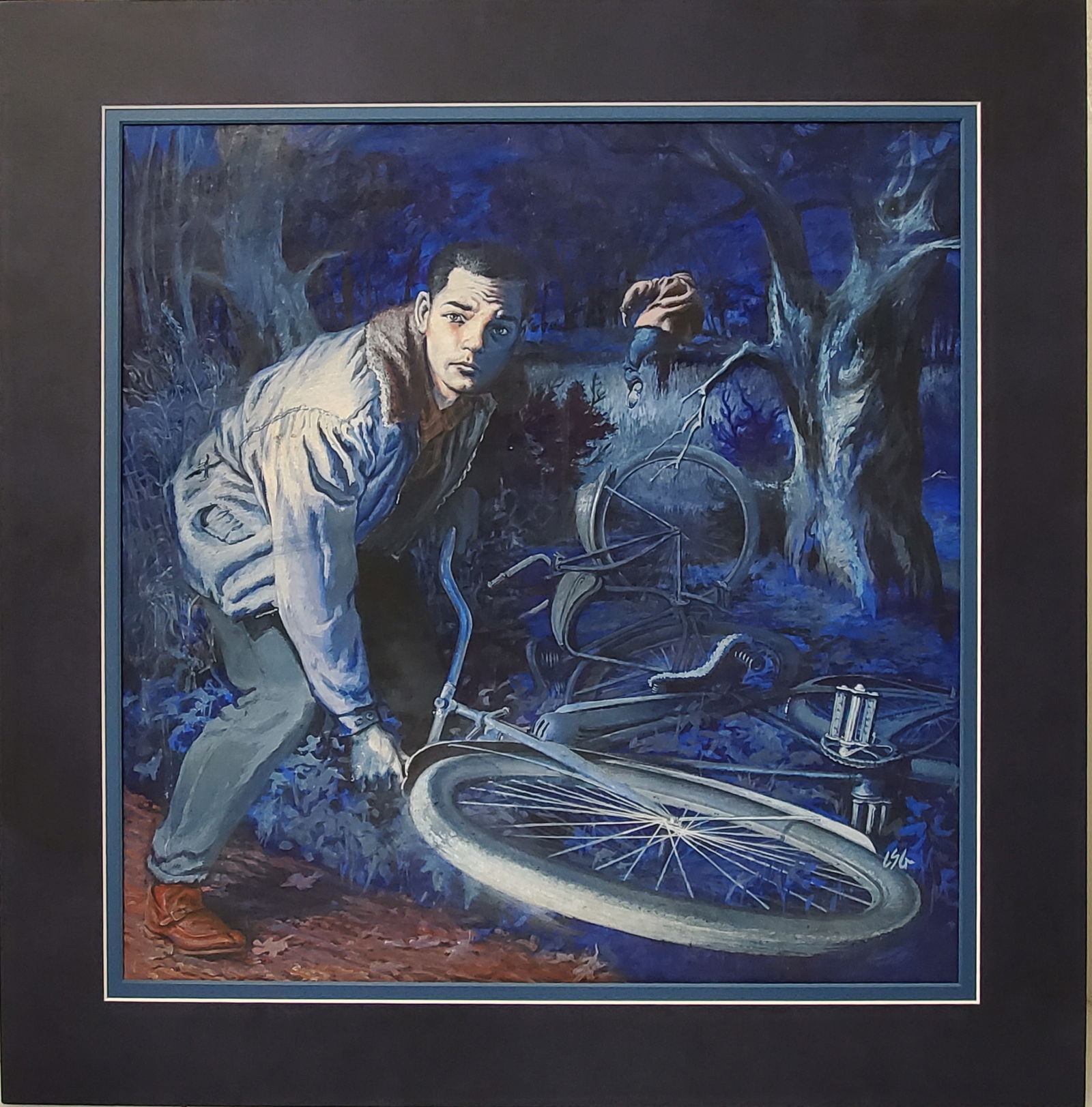 Louis Glanzman Extraordinary Bicycle Scene Illustration Painting (1 of 8)